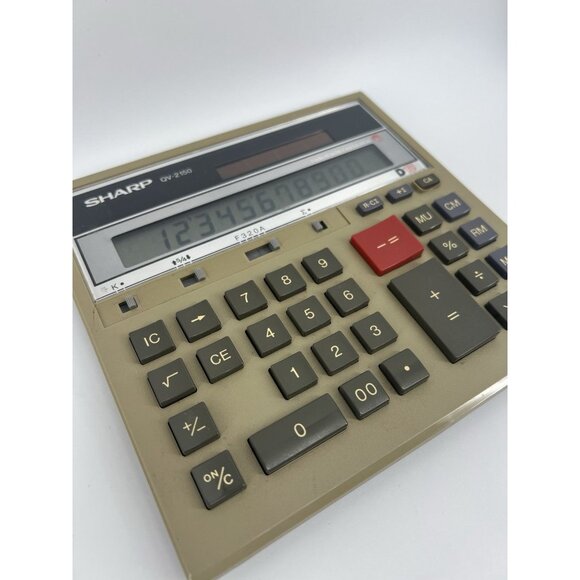 RARE VINTAGE SHARP QV-2150 SOLAR BATTERY DESK CALCULATOR 12 Digit Kickstand VTG - Picture 4 of 10